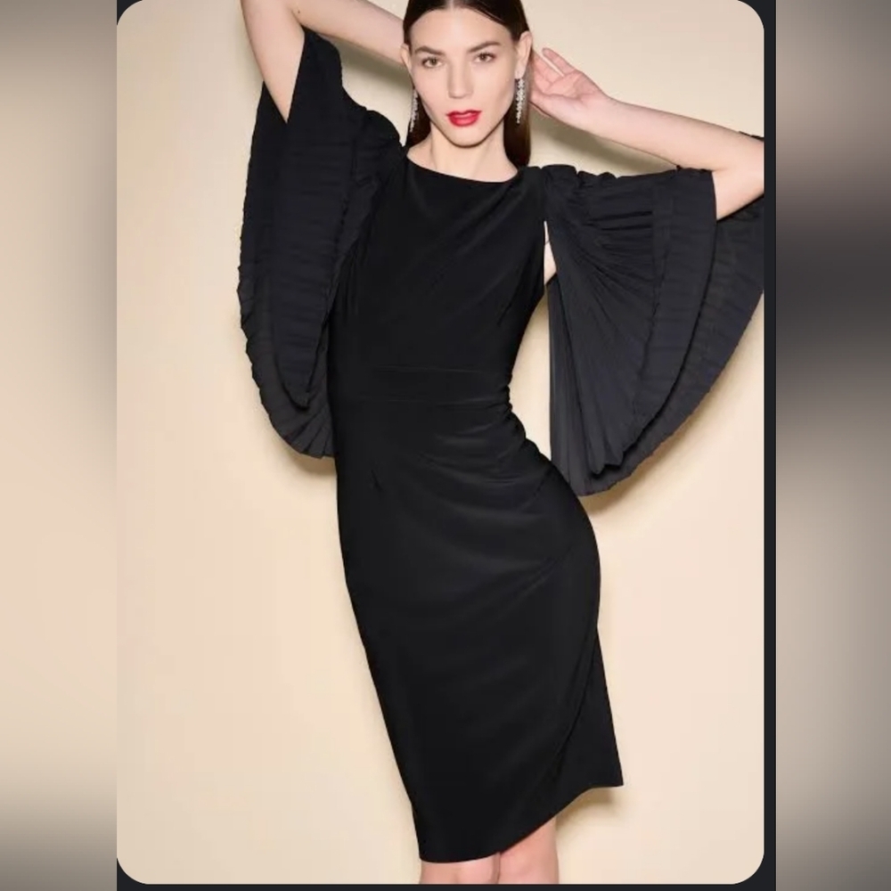 Joseph Ribkoff Pleated Sleeve Midi Dress‎ LBD